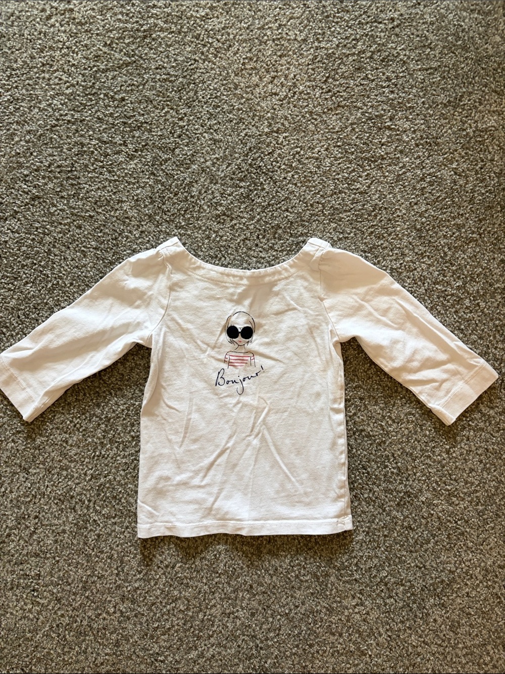 Janie and Jack White Long-Sleeve 'Bonjour' Graphic Tee